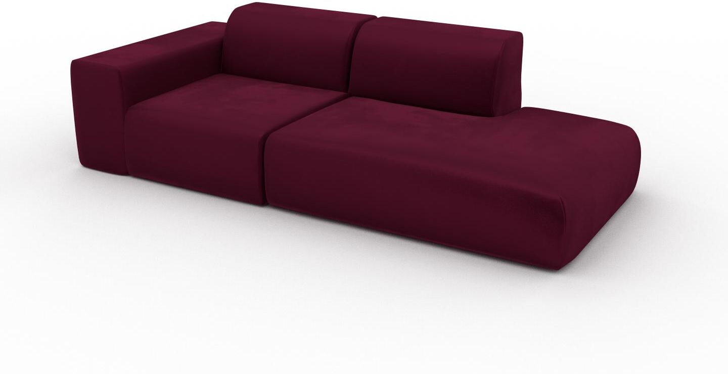 MYCS Sofa Samt Brombeerrot - Moderne Designer-Couch: Hochwertige Qualität, einzigartiges Design - 243 x 72 x 107 cm, Komplett anpassbar