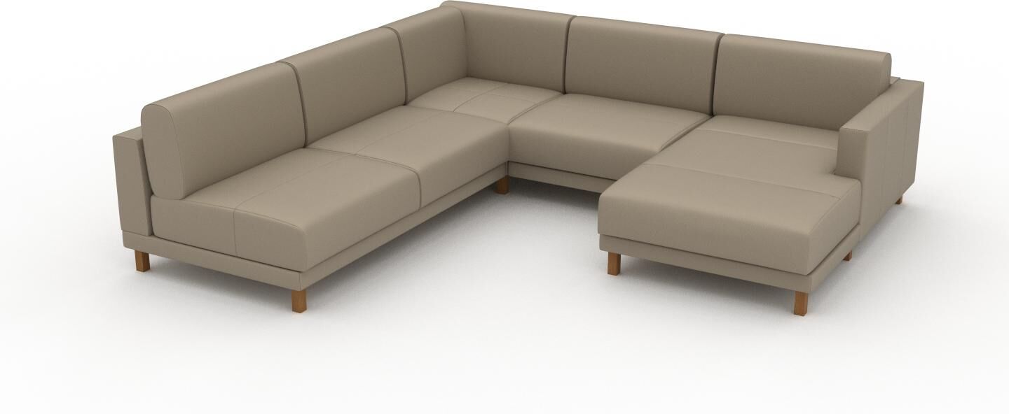 MYCS Ledersofa Taupebeige Pigmentiertes Leder - Elegantes, gemütliches Ledersofa: Hochwertige Qualität, einzigartiges Design - 266 x 75 x 254 cm,...