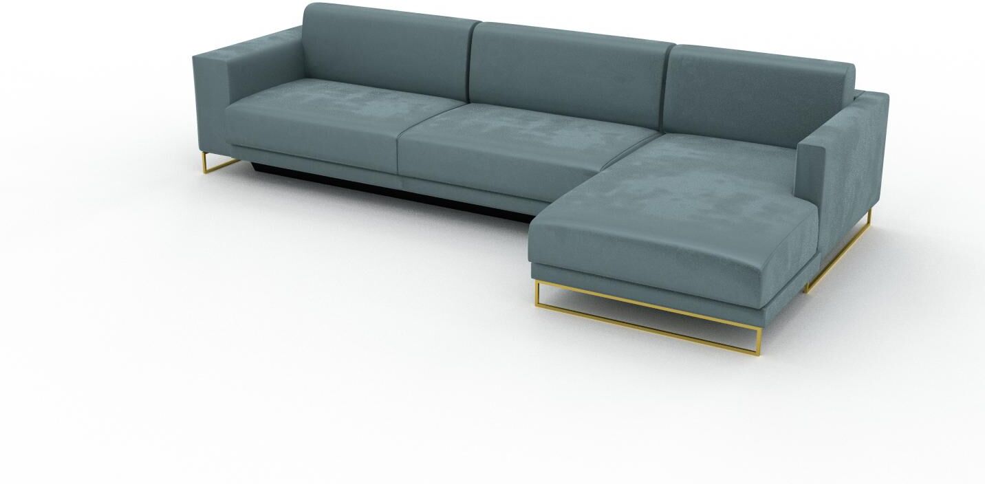 MYCS Ecksofa Samt Ozeangrün, mit Gold - Flexible Designer-Polsterecke, L-Form: Beste Qualität, einzigartiges Design - 316 x 75 x 162 cm, konfigurierbar