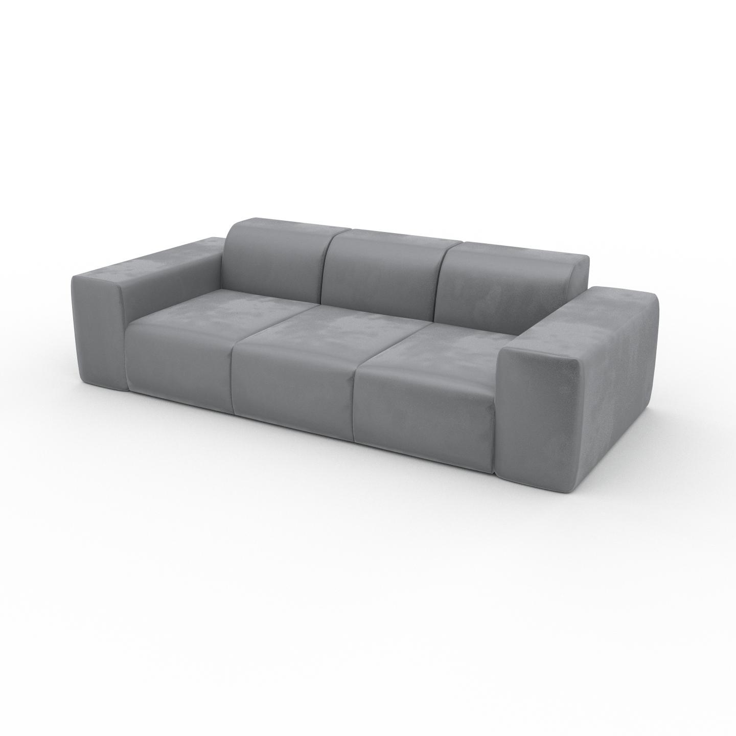 MYCS Sofa Samt Sandgrau - Moderne Designer-Couch: Hochwertige Qualität, einzigartiges Design - 246 x 72 x 107 cm, Komplett anpassbar