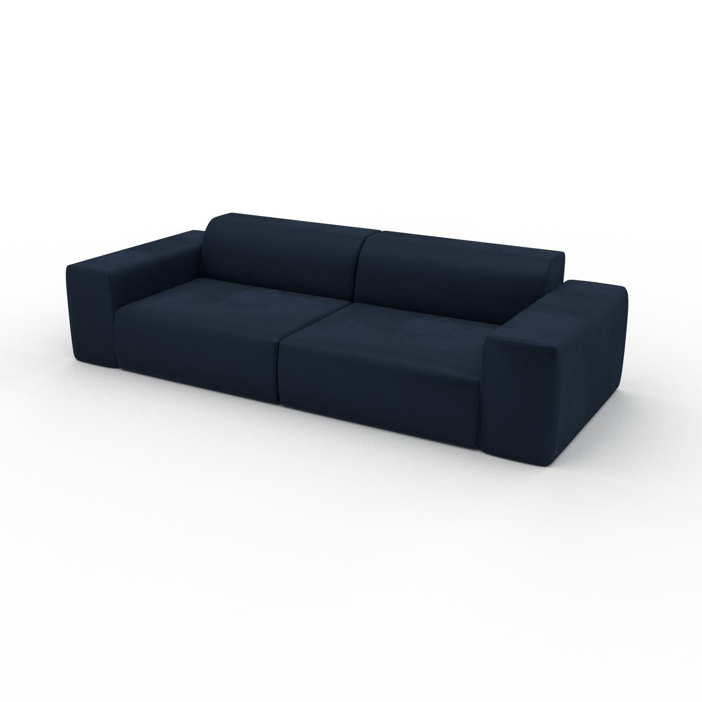 MYCS Sofa 3-Sitzer Samt Nachtblau Samt - Elegantes, gemütliches 3-Sitzer Sofa: Hochwertige Qualität, einzigartiges Design - 266 x 72 x 107 cm,...