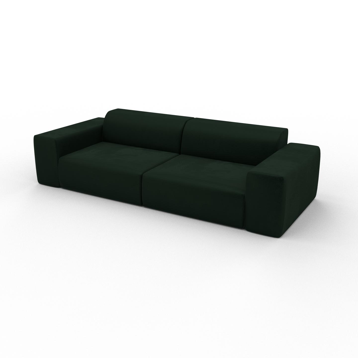 MYCS Sofa 3-Sitzer Samt Tannengrün Samt - Elegantes, gemütliches 3-Sitzer Sofa: Hochwertige Qualität, einzigartiges Design - 266 x 72 x 107 cm,...