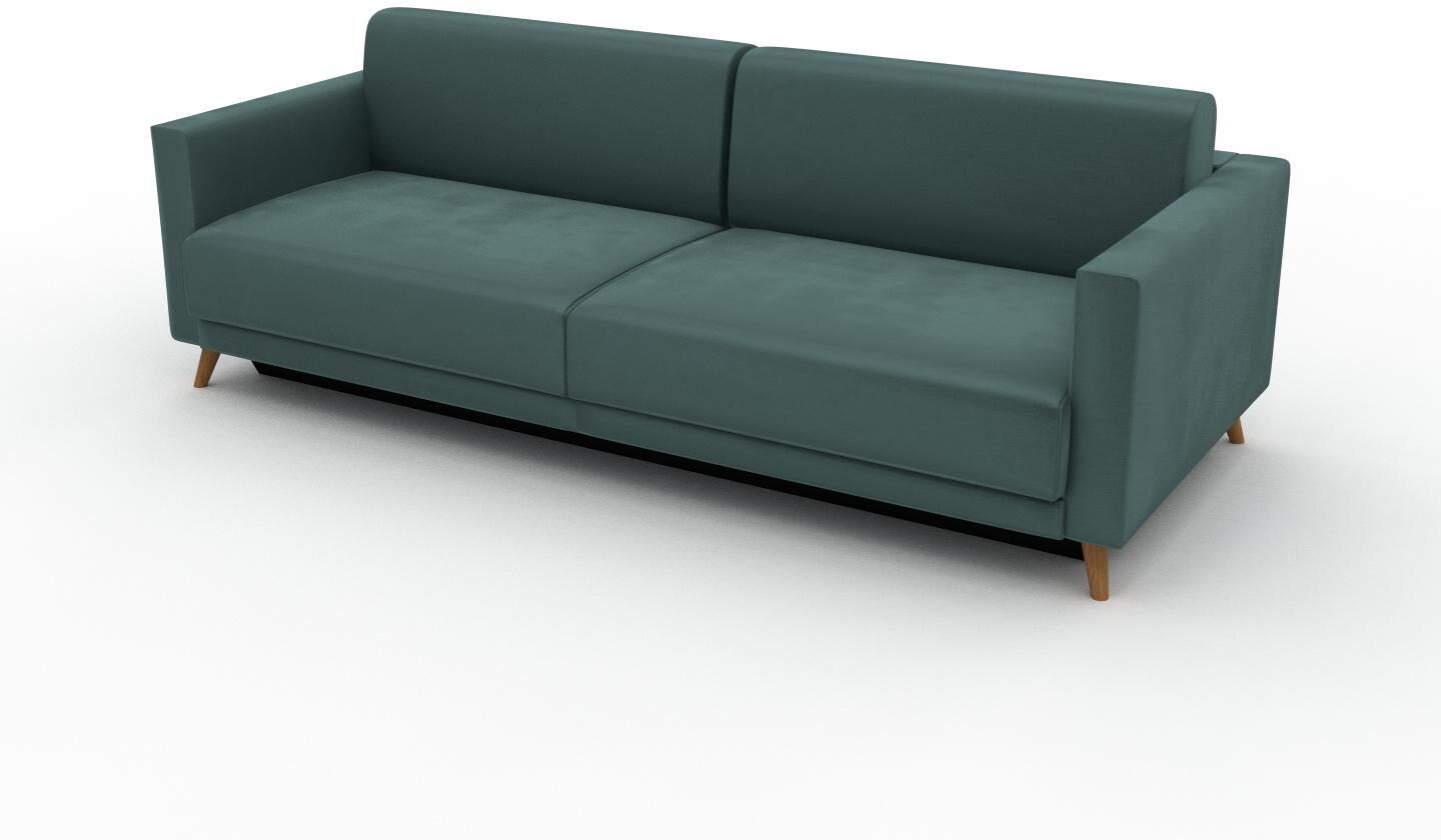 MYCS Sofa 3-Sitzer Samt Blaugrün Samt - Elegantes, gemütliches 3-Sitzer Sofa: Hochwertige Qualität, einzigartiges Design - 225 x 75 x 98 cm, konfigurierbar