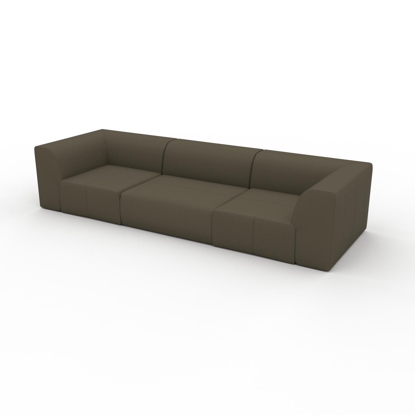 MYCS Ledersofa Olivengrün Nubukleder - Elegantes, gemütliches Ledersofa: Hochwertige Qualität, einzigartiges Design - 312 x 72 x 107 cm, konfigurierbar