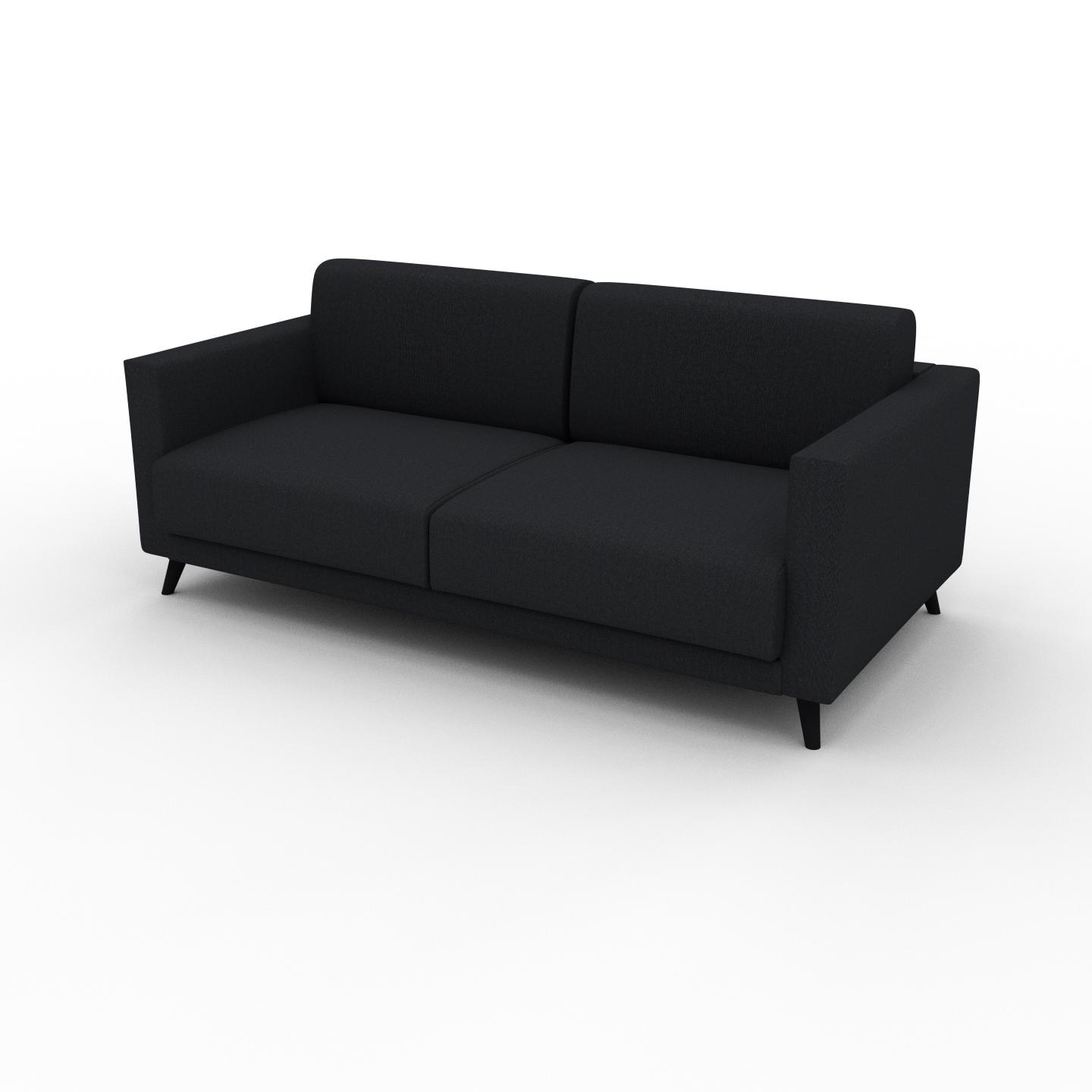 MYCS Sofa 2-Sitzer Schwarz Feingewebe - Elegantes, gemütliches 2-Sitzer Sofa: Hochwertige Qualität, einzigartiges Design - 185 x 75 x 98 cm, konfigurierbar