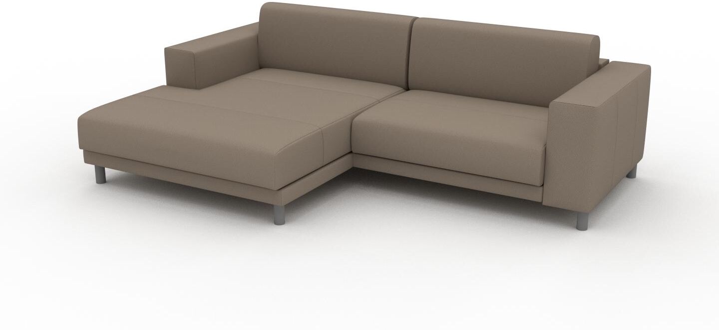 MYCS Ledersofa Taupegrau Nubukleder - Elegantes, gemütliches Ledersofa: Hochwertige Qualität, einzigartiges Design - 248 x 75 x 162 cm, konfigurierbar