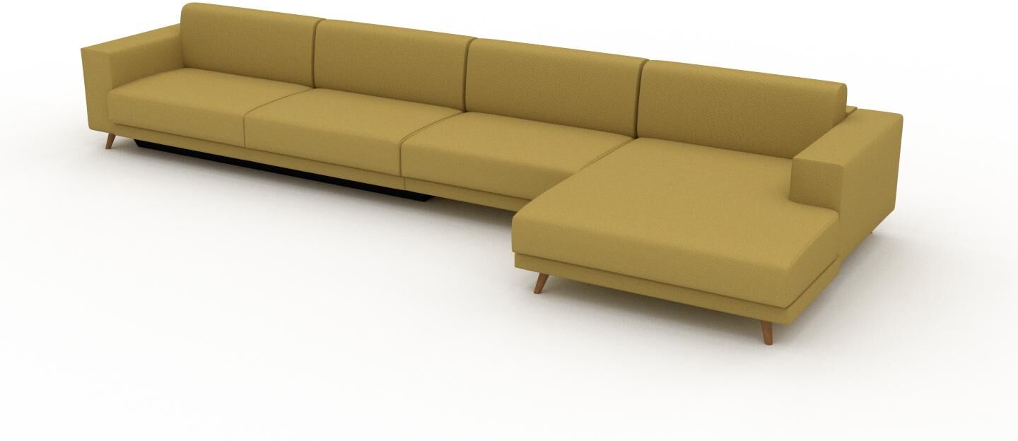 MYCS Schlafsofa Senfgelb - Elegantes, gemütliches Bettsofa: Hochwertige Qualität, einzigartiges Design - 448 x 75 x 162 cm, konfigurierbar