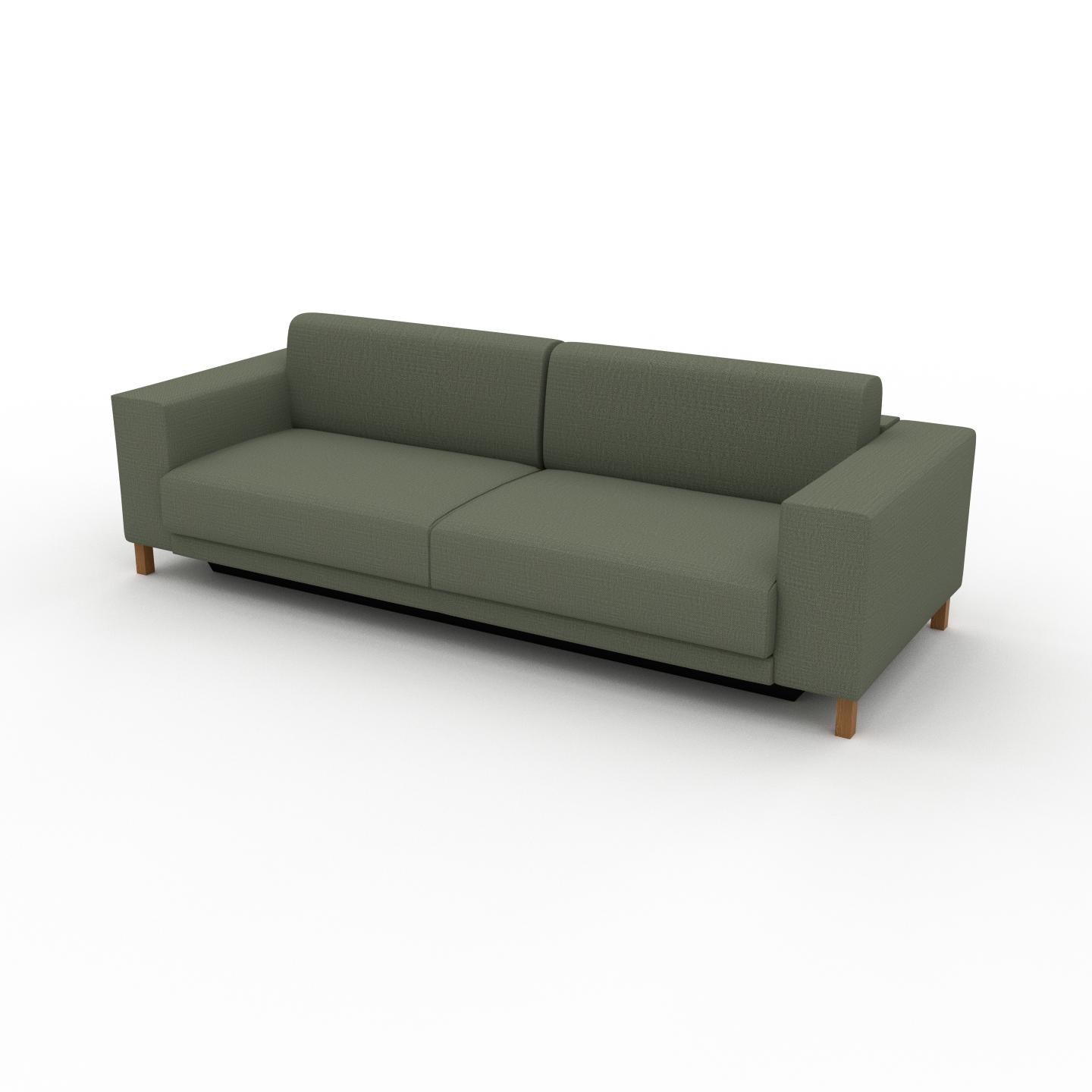 MYCS Sofa 3-Sitzer Olivgrün Webstoff - Elegantes, gemütliches 3-Sitzer Sofa: Hochwertige Qualität, einzigartiges Design - 248 x 75 x 98 cm, konfigurierbar