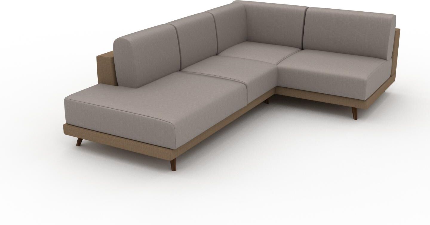 MYCS Ledersofa Taupebeige Veganes Leder - Elegantes, gemütliches Ledersofa: Hochwertige Qualität, einzigartiges Design - 174 x 75 x 254 cm, konfigurierbar