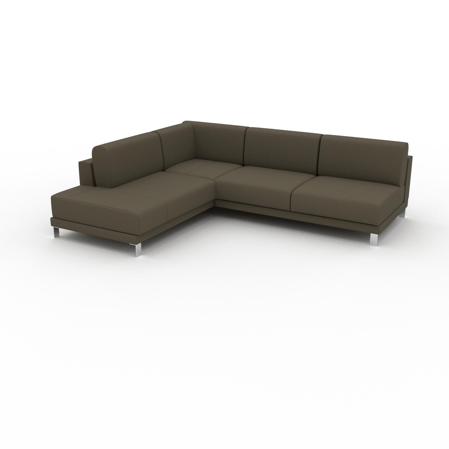 MYCS Ledersofa Olivengrün Nubukleder - Elegantes, gemütliches Ledersofa: Hochwertige Qualität, einzigartiges Design - 254 x 75 x 214 cm, konfigurierbar