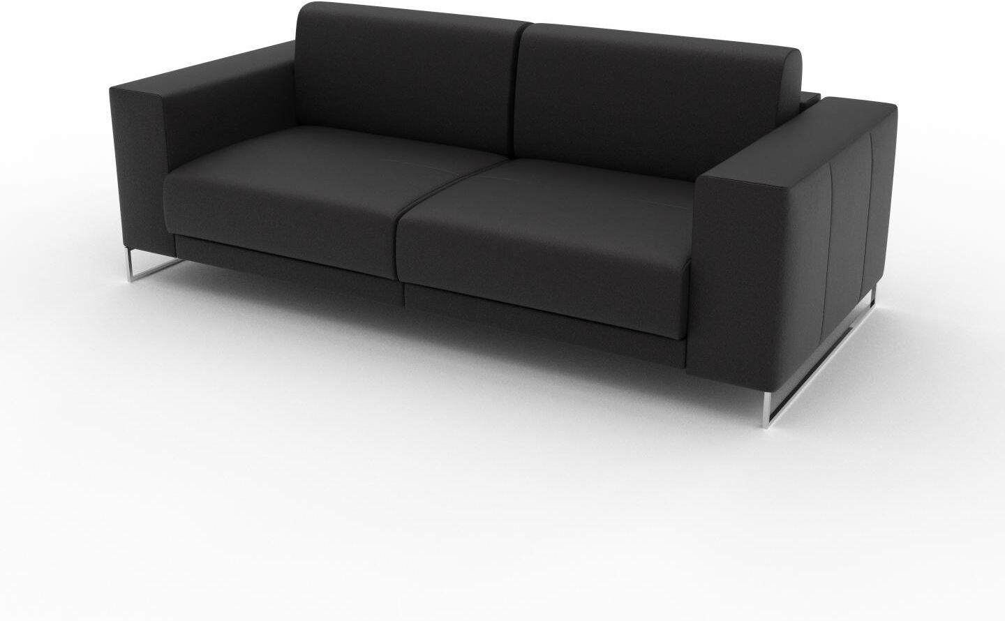 MYCS Ledersofa Schwarz Anilinleder - Elegantes, gemütliches Ledersofa: Hochwertige Qualität, einzigartiges Design - 208 x 75 x 98 cm, konfigurierbar