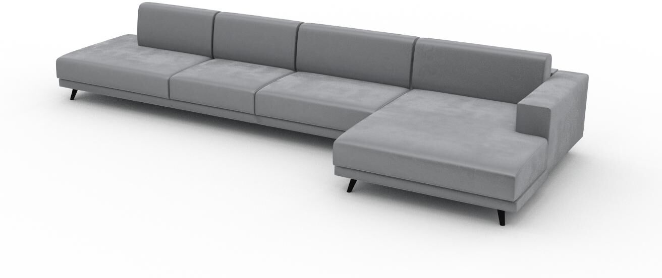 MYCS Ecksofa Samt Sandgrau - Flexible Designer-Polsterecke, L-Form: Beste Qualität, einzigartiges Design - 424 x 75 x 162 cm, konfigurierbar