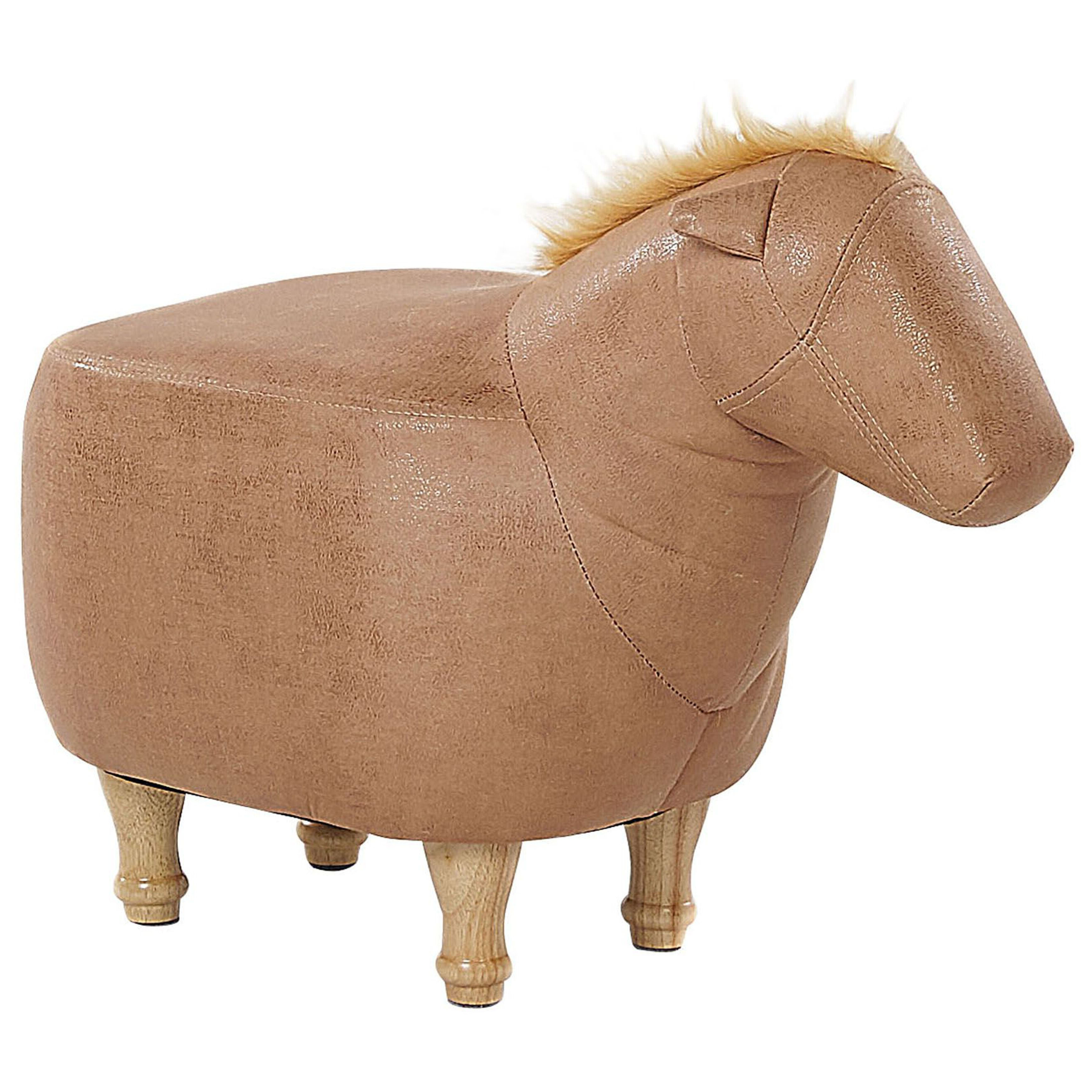 Beliani Zvířecí stolička béžová z umělé kůže HORSE