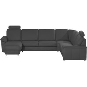 meinSofa Wohnlandschaft Leder Carolin ¦ grau ¦ Maße (cm): B: 336 H: 9