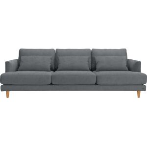 3-Sitzer TOM TAILOR HOME Sofas Gr. B/H/T: 240 cm x 83 cm x 98 cm, Samtstoff TSV, grau (dark grey tsv 39) 3-Sitzer Sofas mit Nierenkissen, Füße Eiche natur