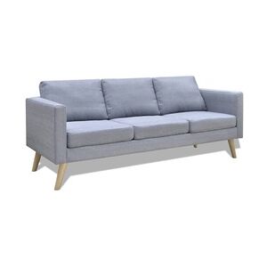 vidaXL Sofa 3-Sitzer Stoff Hellgrau