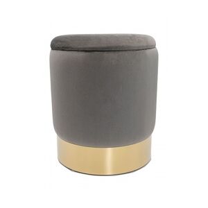 Amagohome Samthocker Ø 31 H 38 cm Velour Hocker mit Stauraum u. Deckel - Deko Hocker Samt Pouf : light grey - hellgrau