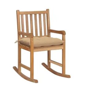 Schaukelstuhl mit Kissen Massivholz Teak 2   vidaXL : Farbe - Beige