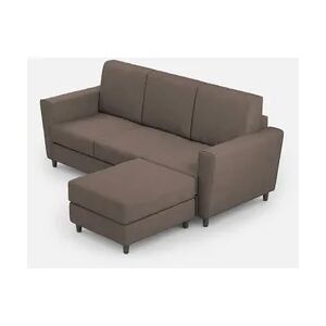 Yasel 3-Sitzer-Sofa (drei 60-cm-Sitze) + Hocker, Außenmaße L.212 T.155, Farbe Taupe