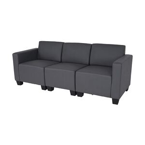 Mendler Modular 3-Sitzer Sofa Couch Lyon, Kunstleder ~ dunkelgrau