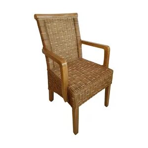 Esszimmer Stuhl mit Armlehnen Rattanstuhl capuccino nachhaltig ohne Sitzkissen