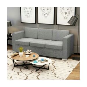 vidaXL 3-Sitzer Sofa Stoff Hellgrau