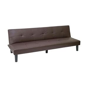 Mendler 3er-Sofa HWC-G11, Couch Schlafsofa Gästebett Bettsofa Klappsofa, Schlaffunktion 195cm ~ Kunstleder, braun