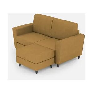 Yasel 2-Sitzer-Sofa (zwei 60-cm-Sitze) + Hocker, Außenmaße L.152 T.155, Farbe Ocker