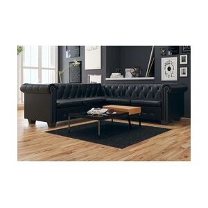 vidaXL Chesterfield Sofa 5-Sitzer Kunstleder Schwarz