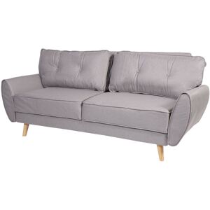 HHG - 3er-Sofa 474, Couch Klappsofa Lounge-Sofa, Schlaffunktion Stoff/Textil grau - grey