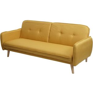 HHG - Schlafsofa 468, Couch Klappsofa Gästebett Bettsofa, Schlaffunktion Stoff/Textil 185cm gelb - yellow