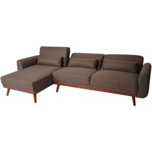 Neuwertig] Sofa HHG 481, Couch Ecksofa, L-Form 3-Sitzer Liegefläche Schlaffunktion Stoff/Textil 280cm braun - brown