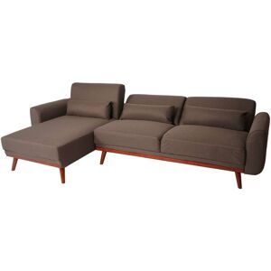 Sofa HHG 481, Couch Ecksofa, L-Form 3-Sitzer Liegefläche Schlaffunktion Stoff/Textil 280cm braun - brown