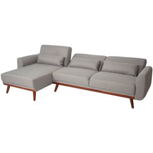 Sofa HHG 481, Couch Ecksofa, L-Form 3-Sitzer Liegefläche Schlaffunktion Stoff/Textil 280cm grau - grey