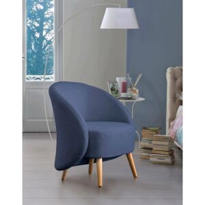 Dmora - Lounge-Sessel Dabdal, Design-Sessel für das Wohnzimmer, 100% Made in Italy, Relaxsessel aus gepolstertem Stoff, Cm 70x60h80, Blau