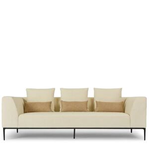 NV GALLERY REVOLT 3-Sitzer-Sofa - 3-Sitzer Sofa, Bouclé Stoff in Weiß & schwarzes Metall, B230 - Weiß / Schwarz