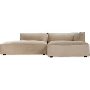 NV GALLERY Ecksofa AUSTER - Ecksofa rechts, Samt in Lafayette Taupe & schwarzes Holz, B260 - Taupe / Schwarz