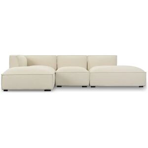 NV GALLERY Ecksofa AUSTER - Ecksofa links, Bouclé Stoff in Himalaya Weiß & schwarzes Holz, B300 - Weiß