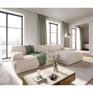 DELIFE Ecksofa Basit 330x165 cm Cord Beige Recamiere rechts