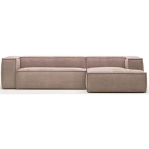 Kave Home Blok Lincoln 3-Sitzer Sofa mit Chaiselongue rechts - hellrosa/rosa - 300x174x69 cm