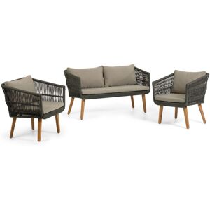 Kave Home Inti Outdoor Set aus 2-Sitzer Sofa und 2 Stühle - grün - 130x67x75 cm