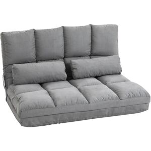 HOMCOM Bodenstuhl 2 in 1 mit verstellbarer  Rückenlehne hellgrau 102 x 73 x 60 cm(LxBxH) (Sofa), 102 x 120 x 15 cm(LxBxH) (Bett)