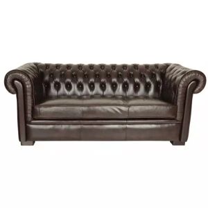 LAKSHMI-indisches-moebelhaus.de Dreisitzer-Sofa Chesterfield Tiffy aus echtem Rindsleder Braun