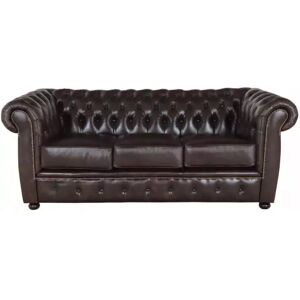 LAKSHMI-indisches-moebelhaus.de Dreisitzer-Sofa Chesterfield Liverpool aus echtem Rindsleder Braun