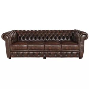 LAKSHMI-indisches-moebelhaus.de Viersitzer-Sofa Chesterfield Liverpool aus echtem Rindsleder Whisky