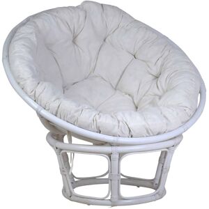 MiaMöbel Sessel 'Papasan' weiß, Ø 100 cm 100% Baumwolle, Rattan Modern