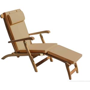 MiaMöbel Kissen - Teak Klappliege mit Armlehne (Deckchair) 100% Polyester Modern