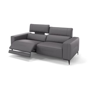sofanella Designer Ledersofa TERAMO 3-Sitzer Couch 216x101x89cm grau