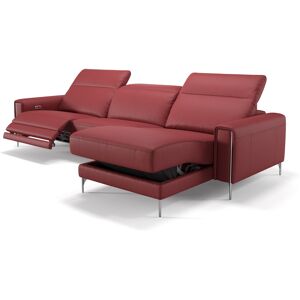 sofanella Leder Eckouch BELLAGIO Sitzecke Relaxsofa 251x100x80cm Rot