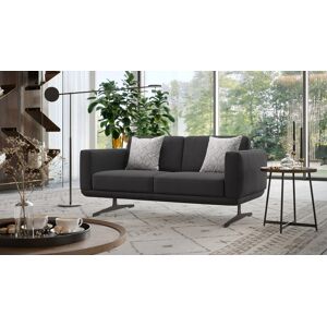 sofanella Hochwertiges Stoff 2-Sitzer Sofa MARETO Luxus Stoffcouch 130x78x70cm Schwarz
